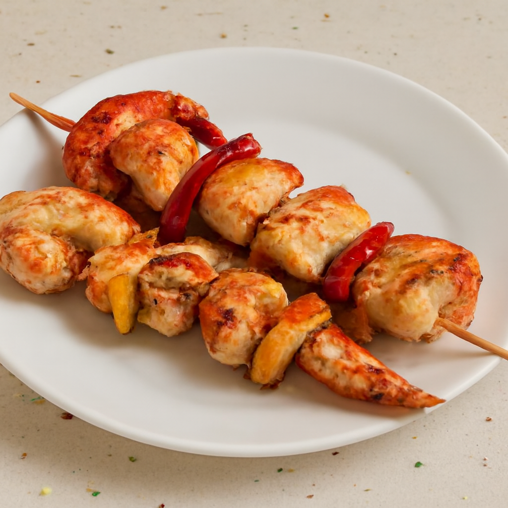 BROCHETA DE POLLO Y LANGOSTINOS